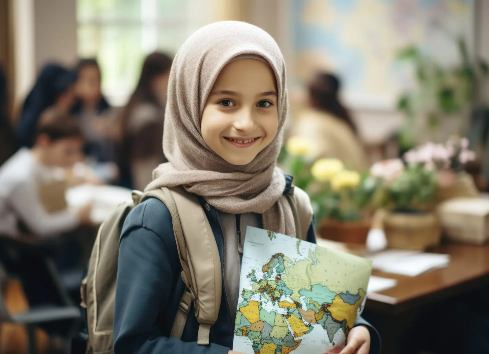 Student learning world atlas